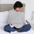 Nursing Cover for Breastfeeding, 360°Full Coverage Nursing Poncho, Rayon Soft & Breathable Breastfeeding Cover up (Smooth Rayon, Knit Grey)