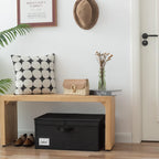 GRANNY SAYS Fabric Storage Bin with Lid, Linen Closet Organizers and Storage Baskets, Large Storage Box, Clothes Bins for Closet Organizing, Jumbo, Black, 1-Pack