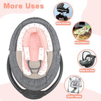 Infant Car Seat Insert, HNHUAMING Baby Car Seat Head & Body Support with 2 Strap Pads, Ultra Soft Newborn Preemie Carseat Insert Cushion for Girls Boys, Fits Car Seat, Stroller, Swing, Bouncer, Pink