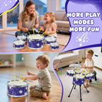 Upgraded Drum Set for Toddler Toy Ages 2-4 Kids Jazz Drums Kit with Stool Musical Instrument Toys for 3 4 5 Year Old Girls Boys Gifts