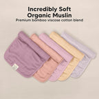 5-Pack Cotton Muslin Burp Cloths Baby Girls, Boys - Soft & Absorbent Spit Up Burp Rags, Large Muslin Towel, Cotton Wash Cloths for Babies, Newborn, Infant, No Shrink,Durable (Lavender)