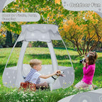 Baby Ball Pit for Toddler with 50 Balls, Kids Pop Up Play Tent for Girls, Princess Toys Gifts for Children Indoor & Outdoor Playhouse (Gray: Gray/White/Babyblue, 109x90cm/50 Balls)