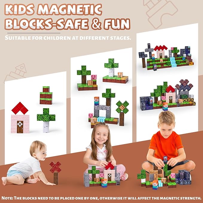 200PCS Magnetic Blocks, 1in Magnetic Building Blocks Cubes for Kids, Stacking Magnets Tiles, School STEM Montessori Stacking Toy, Christmas Birthday Gifts for Boys Girls Age 3+ Years Old