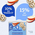 Gerber Baked Teether Wheels, Apple Harvest Crunchy Teether Snack, Baby Crackers, 6PK