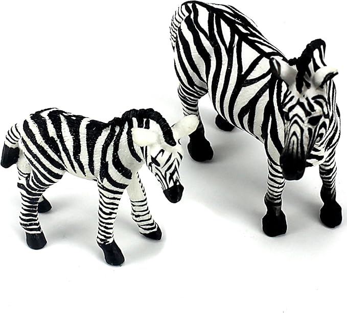 FUNSHOWCASE African Jungle Animals Toy Zebras Figure Realistic Plastic Figurine Playset Lot 2-Piece