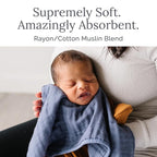 Natemia Muslin Burp Cloths for Baby Boys and Girls - Super Absorbent Baby Burp Cloths, Viscose Derived from Bamboo Cotton Baby Washcloths, 3-Pack Neutral Burp Cloths for Newborn, 21" x 11"