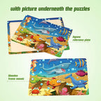 SYNARRY Wooden Jigsaw Puzzles for Kids Age 3-5 Year Old, 4 Pack 24-40 Pieces Preschool Educational Learning Toys Gift Set for Children Boys and Girls, Sea Life, Insects, Animals, Dinosaurs Themes