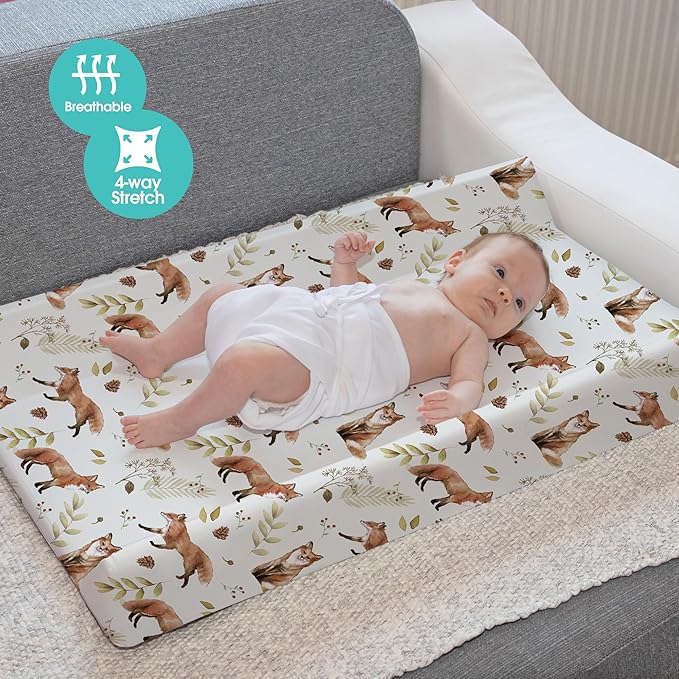 BROLEX Changing Pad Covers for Baby: Boy Girls Ultra Stretchy Soft 2 Pack, Fox Foliage