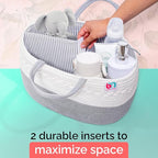 Rope Diaper Caddy - Storage for Baby and Toddler Items - Portable Cotton Organizer Easily Holds Diapers, Wipes, Clothing - Useful for Nursery, Bedroom (Gray, Regular)