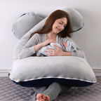 Amagoing 55 inches Pregnancy Pillows for Sleeping, U Shaped Maternity Full Body Pillow for Pregnant Women with Hip, Leg, Back, Belly Support, Washable Velour Cover Included