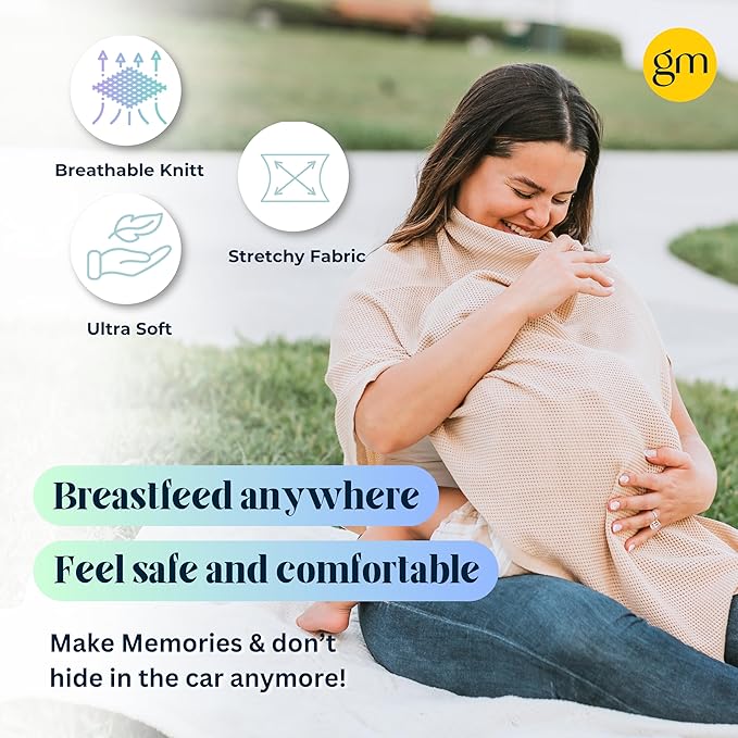 Breathable Nursing Cover Up for Breastfeeding - Privacy Nursing Covers - Newborn Essentials Must Haves - Improved Ponchy by Gold Mamas - Blue