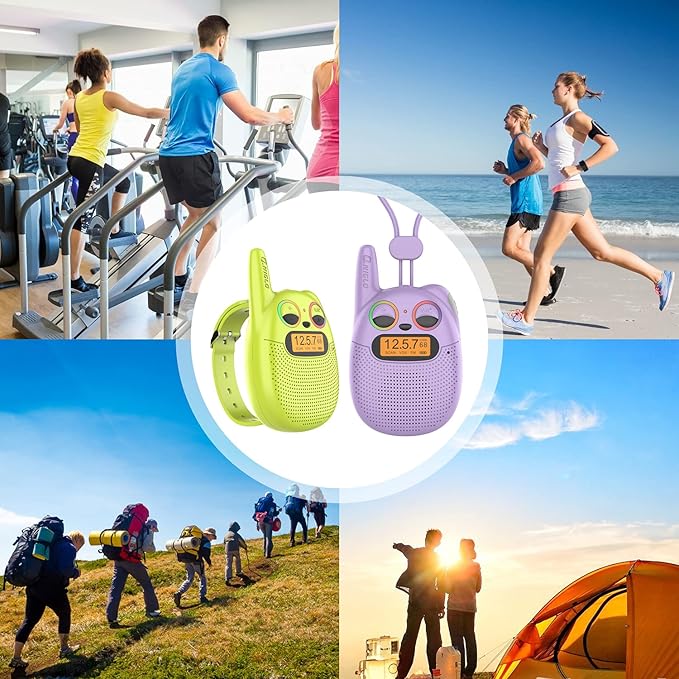 Qniglo Walkie Talkies for Kids - 2 Pack Rechargeable, Christmas & Birthday Gifts for Boys & Girls Age 3-12, Long Range Kids Walkie Talkies with FM Radios for Family Adventure Camping & Spy Games