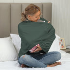 Breathable Car Seat Cover for Babies – Multi-Purpose Soft Rayon Nursing Cover for Breastfeeding, High Stretchy Infant Carseat Canopy, Stroller Cover (Smooth Rayon, Roman Green)