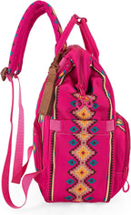 Wrangler Aztec Backpack Organized Daypack Travel Baby Bag with Stroller Strap and Side Bottle Pockets