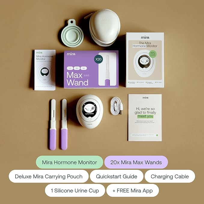Mira Max Fertility Monitor & Ovulation Test Kit for Women, at-Home Hormone Tracker for LH, PdG & E3G, Digital Hormone Analyzer with 20 Test Wands, 7× More Accurate Than Other Fertility Trackers