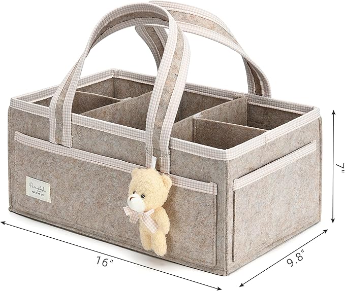 PeraBella XL Diaper Caddy Organizer With Handle, Baby Shower Gifts Basket Bag, Registry Search Must Haves Items, Newborn Girl Boy Nursery Storage Organizer, Baby Bag Essentials, Car Diaper Caddy Cart