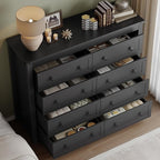 Tall 8-Drawer Dresser, Modern Wooden Storage Chest of Drawers, Dresser TV Stand, Wood Drawer Organizer with Metal Handles for Bedroom, Living Room, Hallway