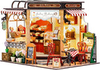 CUTEBEE DIY Dollhouse Miniature Kit, DIY Wooden Dollhouse Kit Miniature House Kit Tiny House Kit, Creative Room Idea (Julia Bakery)