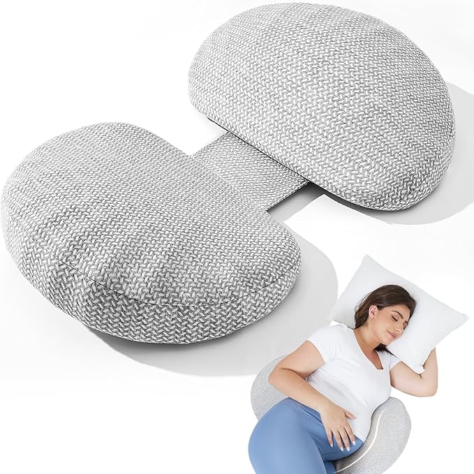 Pregnancy Pillow for Sleeping Memory Foam Pillow for Side Sleeper, Maternity Pillow Support for Back, Belly, HIPS for Pregnant Women, Portable and Adjustable Travel Wedge Pillows Grey