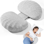Pregnancy Pillow for Sleeping Memory Foam Pillow for Side Sleeper, Maternity Pillow Support for Back, Belly, HIPS for Pregnant Women, Portable and Adjustable Travel Wedge Pillows Grey