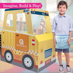 Construction Truck Wooden Playset w 60+ Toy Pieces- Pretend Hammer Saw Bolts & Screws- Spinning Turn Saw, Steering Wheel, Wood to Pull Apart- Dual Sided Play Stand Center, Workbench Building Kids Gift
