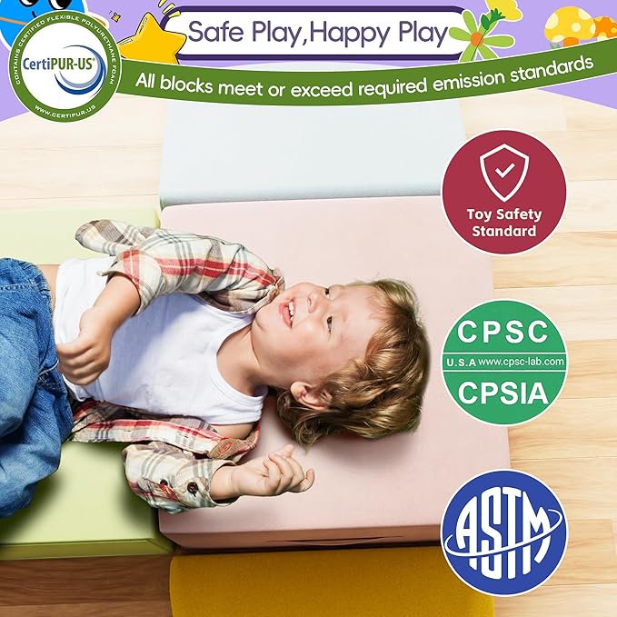 4 Piece Foam Climbing Blocks for Toddlers, Baby Climbing Gym with Ultra High Density Foam for Crawling and Sliding, Indoor Soft Play Set for Infant, Babies & Kids - Multicolor (Multicolor A, 4-Piece)