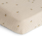 mushie Extra Soft Muslin Fitted Crib Sheet | 192 Thread Count | 28"x 52" (Bees)