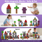 Magnetic Blocks, Magnetic Building Blocks 100pcs, Magnetic Blocks for Kids Ages 4-8, Magnetic Cubes STEM Sensory Toys for Ages 3+ Toddlers Boys & Girls–Christmas Birthday Party Kids Gifts