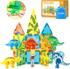 Dinosaur Magnetic Tiles,Animals Magnet Building Blocks Toys Dino World,3D STEM Educational Magnet Tiles for Boys Girls Kids Age 3 4 5 6 7 8
