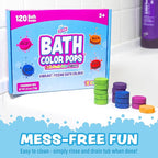 Tub Works® Bath Color Pops™ Moisturizing Kids Bath Bombs, 120 Count | Bath Bomb Refills for Bath Color Brush | Nontoxic & Fragrance-Free | 12 Unique Colors | Fizzy, Vibrant Water Color Tablets
