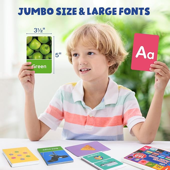 BenBen Flash Cards for Toddlers 1-3, Rip Proof & Waterproof, 84 Double-Sided Educational Flashcards, Alphabet, Number, Animal, Shape, Color, Objects Learning Cards for Kids Age 1 2 3 4