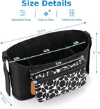 Accmor Universal Stroller Organizer with Detachable Phone Bag, Stroller Bag Caddy Organizer Stroller Accessories for Uppababy, Baby Jogger, Nuna, Doona, Britax Strollers