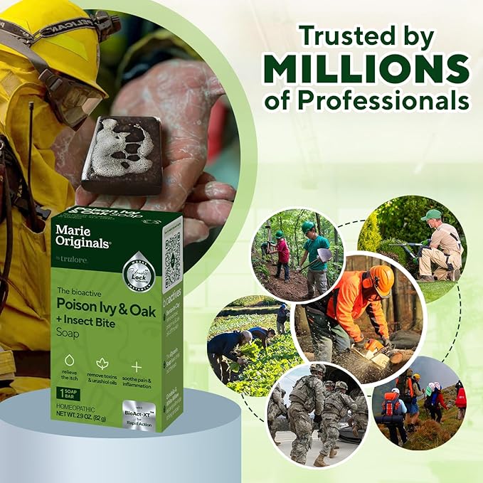 Marie Originals Poison Ivy Soap Bar (2 Pack, 2.9 oz Each) & Aftercare Lotion (16 fl oz) – Natural Cleanser & Soothing Moisturizer for Poison Ivy, Oak & Sumac Exposure