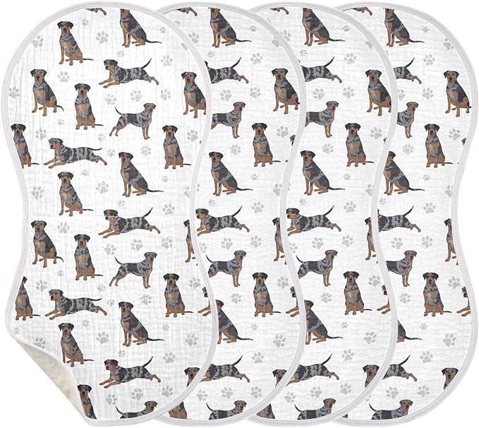 4 Pack Muslin Burp Cloths Great Dane Dogs White Cotton Baby Burp Cloths Ultra Absorbent and Soft Burping Cloth for Newborn Babies Boys Girls 22x11 Inch