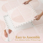 PopsyKosy Super 1 Inch Thick Premium Quality Exercise & Baby Foam Play Mats - Expandable & Large Non-Toxic Odorless Floor Mat - 6 Tiles Spacious 6x4ft, Peel-Resistant - Cream Pink