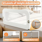 Bed Guard Rail for Toddlers - 47inch Foldable & Adjustable Height Baby Bed Safety Side Rails - Large Toddler Crib Railing Guard for Twin, Bunk, Full Size, Queen & King, Full Size Bed