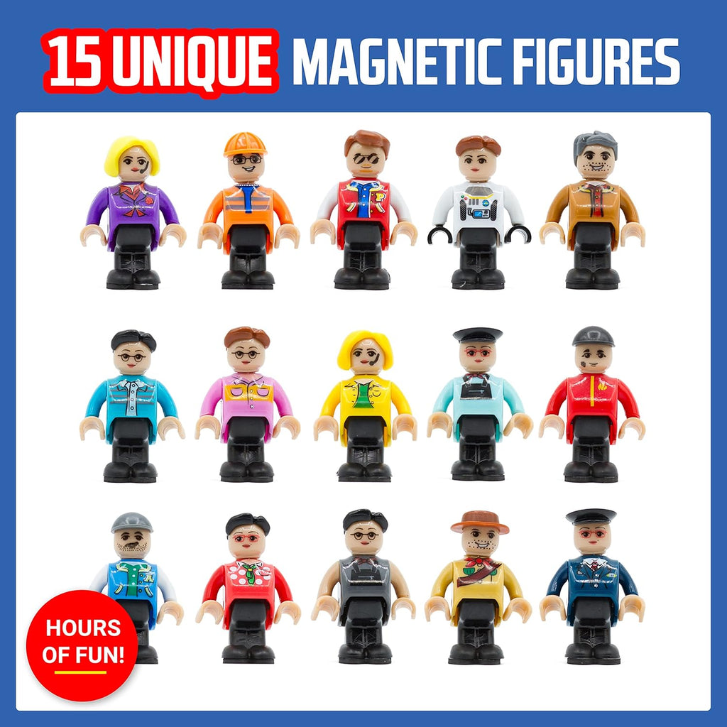 Playmags Magnetic Figures Community Set of 15 Pieces - Play People Perfect for Magnetic Tiles Building Blocks - STEM Learning Toys Children – Magnet Tiles Expansion Accessories Pack (Styles May Vary)