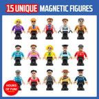 Playmags Magnetic Figures Community Set of 15 Pieces - Play People Perfect for Magnetic Tiles Building Blocks - STEM Learning Toys Children – Magnet Tiles Expansion Accessories Pack (Styles May Vary)