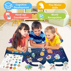 Reusable Sticker Books for Kids, Jelly Quiet Book, Preschool Learning Activities Busy Book for Toddler Travel Toys Waterproof Stickers for Kids 2 3 4 5 6 Year Old Girls Boys (Space)