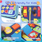 Montessori Busy Board - Ideal Busy Book Toddler Toys & Gifts for Boys & Girls, Toddler Travel Essential for Airplane & Car, Sensory Toys, Great for Baby Gifts for Boys