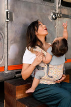 Beco Gemini Baby Carrier from Newborn to Toddler - Certified Ergonomic Newborn Baby Carrier for Infants and Children of 7-35 lbs - M Shape, Adjustable Seat, 100% Cotton (Geo Floral)