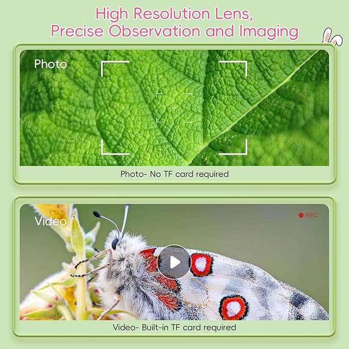 Microscope for Kids, Ahalfcit Microscope with 2'' Inch Screen -1000X Zoom Portable Camera, Birthday for 3 4 5 6 7 8 9 0 11 12 Years Old Kids,Science Educational Toys - White