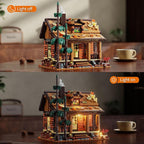 Wood Cabin Building Blocks Set with LED Lights, Autumn House Building Toys, Log Cabin Construction Kits, Stem Forest Treehouse Model, Birthday Gift for Adults and Boys Age 8-12(1969Pcs)
