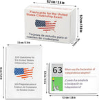 U.S Civics Test Flash Cards Combo Set,2025 US Citizenship Test Flash Cards & Study Guide Combo, Bilingual English/Spanish Naturalization Prep Kit with 100+ Civics Questions