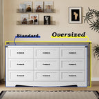 9-Drawer Dresser for Bedroom, Modern Wooden Chest of Drawers with Metal Handles, Anti-Tipping Design, Sturdy and Stable Storage Organizer for Living Room, Entryway, Home Office