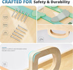 BlueWood 10-in-1 Pikler Triangle Set, Toddler Climbing Toys Indoor, Montessori Climber, Baby Jungle Gyms with Arch, Extra Rope Ladder & Footprint Balance Beam - Emerald Forest