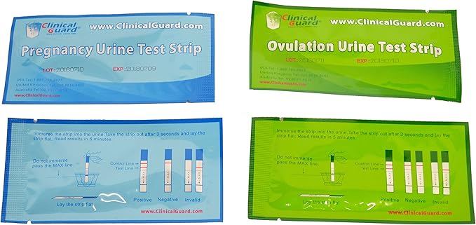 Clinical Guard 14 Ovulation Test Strips and 5 Pregnancy Test Strips Combo Rapid HCG Test Fertility Ovulation Predictor Kit (19 Count) - Azure/Sage