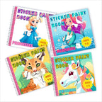 BulbaCraft 4Pcs Sticker Paint Books for Girls - Sticker Books by Number with Mermaids, Princesses, Animals and Unicorns - Coloring Activity for Kids