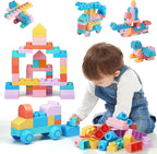 45 Pcs Soft Building Blocks for Toddlers 18M+, BPA - Free Sensory Toys, Montessori STEM DIY Construction Bricks, Safe Teething & Early Learning Toys, Creative Building Set for Baby Kids