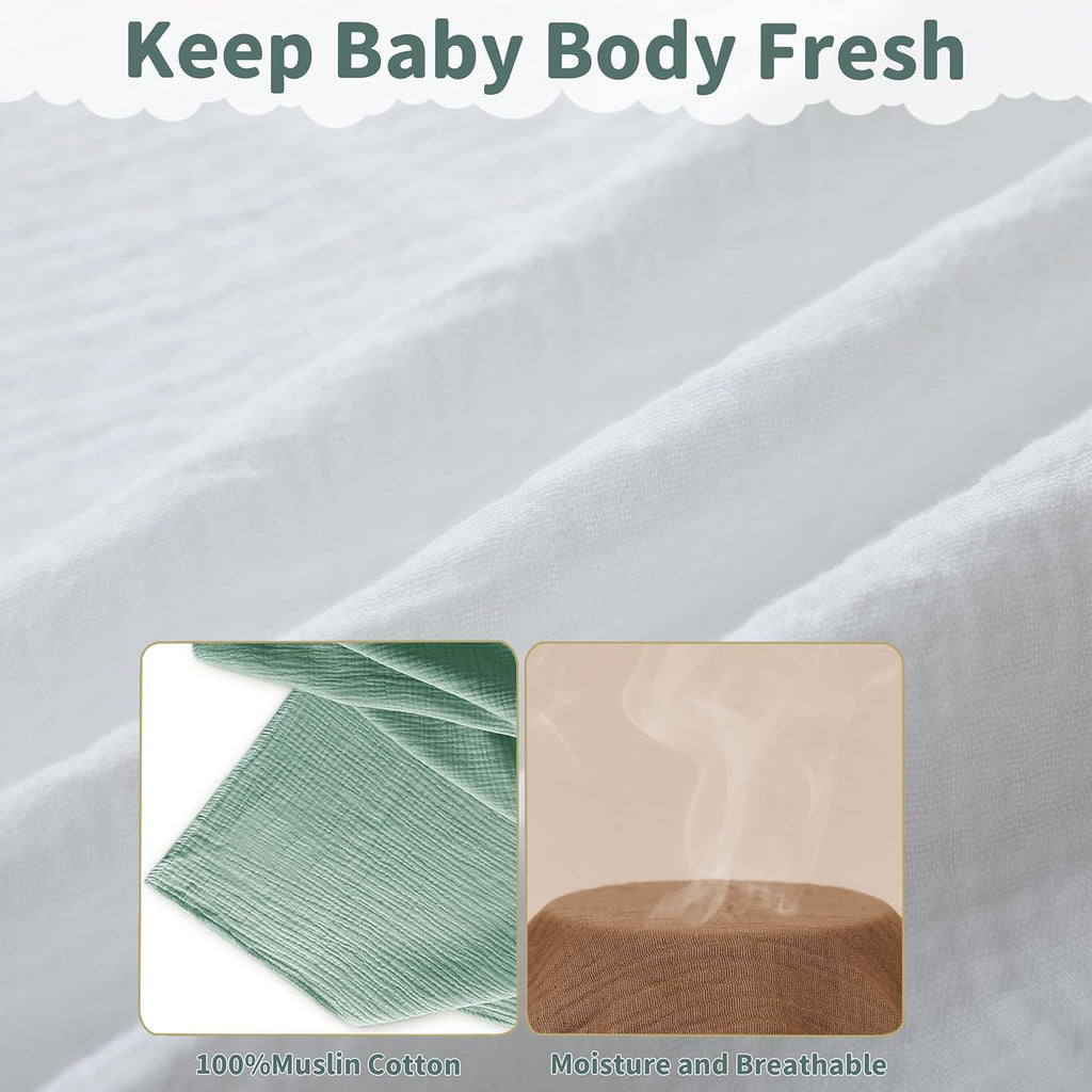 Muslin Swaddle Blankets for Newborn, 2 Pack Breathable Soft Receiving Blanket, Large 41 x 41 inches Swaddle Wrap Burping Clothes, Essentials Infant Shower Items. (White & Light Gray)